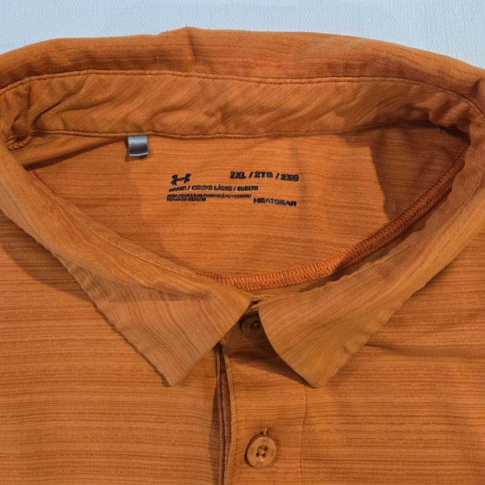 Under Armour Men's Polo Style Golf Activewear Short Sleeve Orange Stripes 2XL - Picture 4 of 10